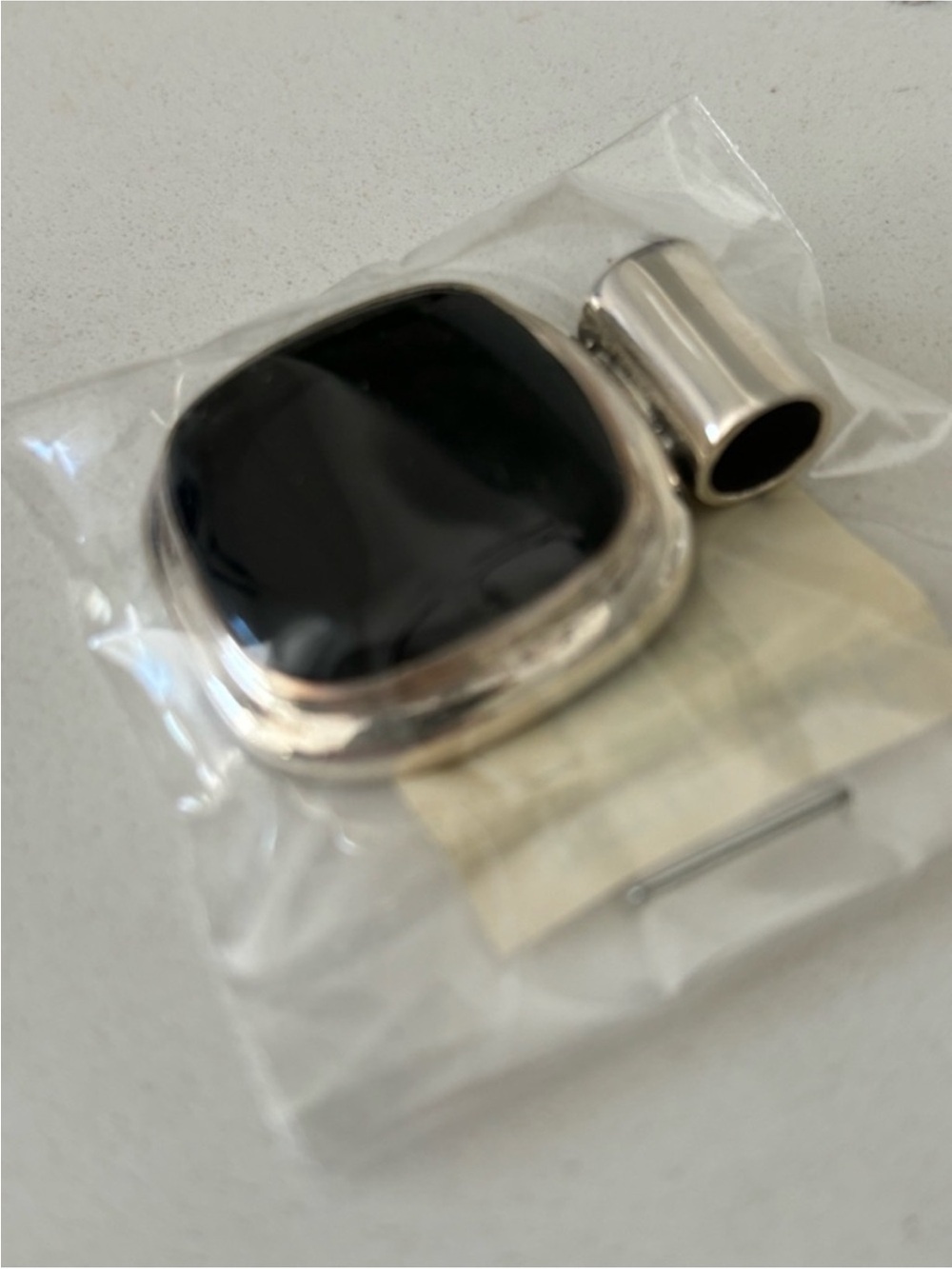Sterling Silver and Black Onyx Pendant NEW SEALED for Necklace Chunky